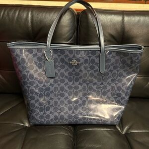 Coach Navy Blue Signature Tote